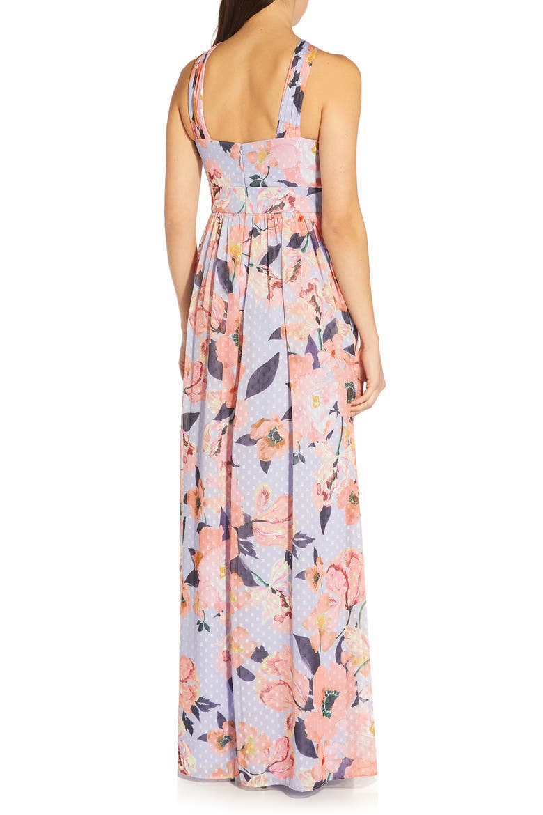 Floral Print Halter Chiffon Gown, Alternate, color, OPAL/ CORAL MULTI