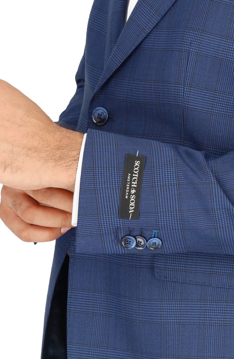 Scotch & Soda Blue Plaid Stretch Wool Sport Coat, Alternate, color, 