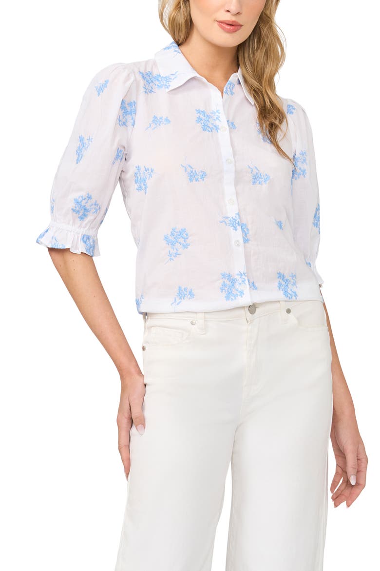 Puff Sleeve Top, Main, color, AIRY BLUE