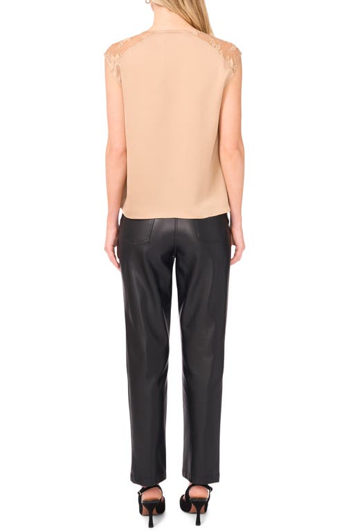 Vince Camuto Lace Trim Cowl Neck Sleeveless Top In Neutral