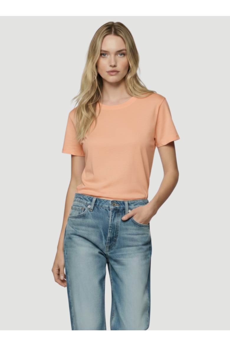 100% Machine Washable Cashmere Short Sleeve Crewneck T-Shirt, Main, color, PAPAYA