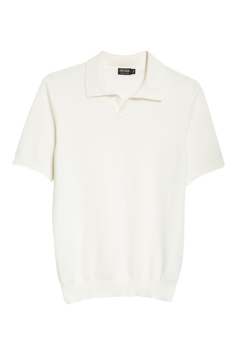 Waffle Knit Premium Cotton Polo Sweater, Alternate, color, WHITE