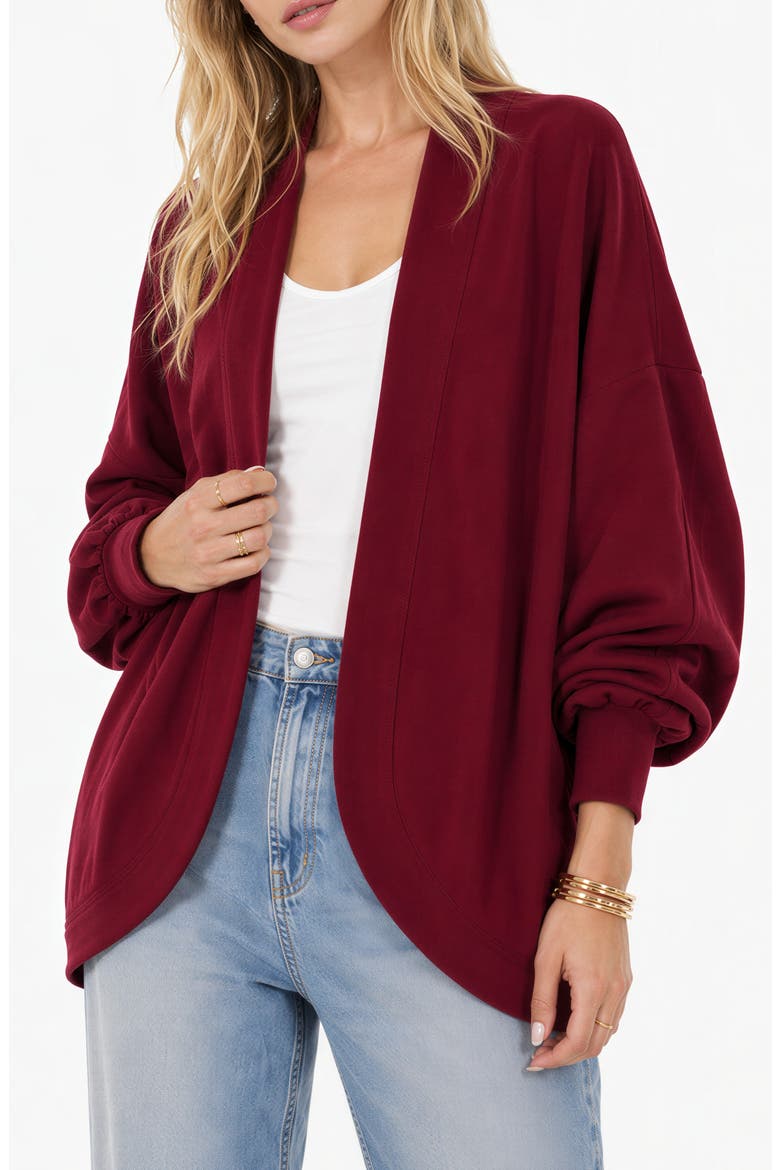 Contrast Piped Cardigan, Main, color, BURGUNDY