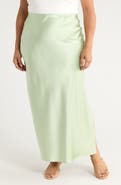Renee C Side Slit Satin Maxi Skirt