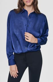 DKNY Twist Front Crinkle Satin Shirt