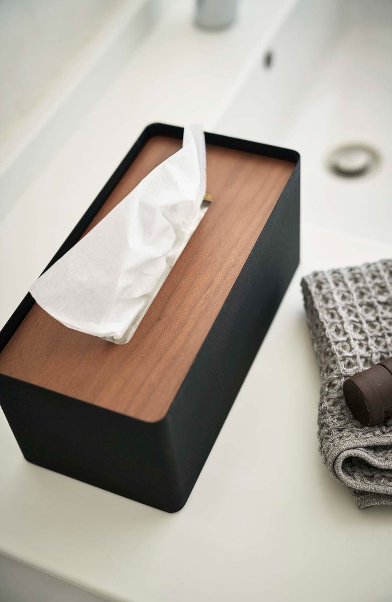 Yamazaki Standard Rectangular Tissue Box Case, Alternate, color, Walnut