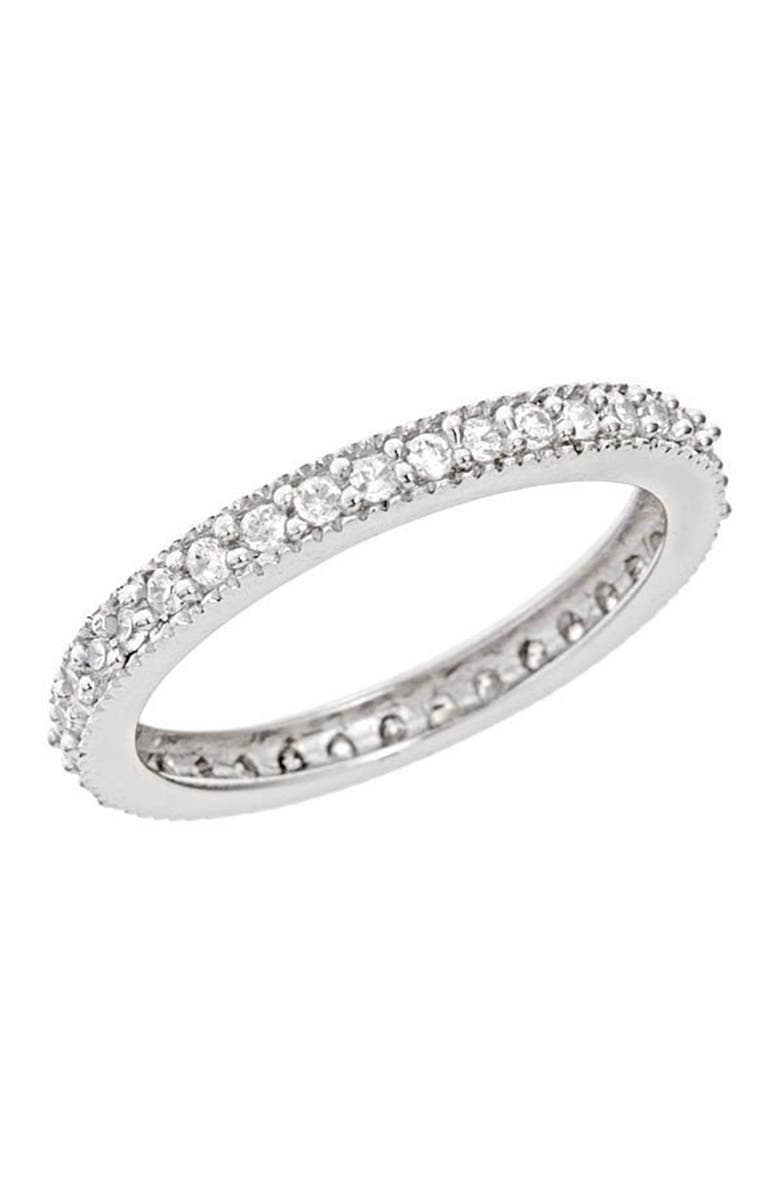 Sterling Forever Sterling Silver Sparkling CZ Band Ring, Main, color, Silver