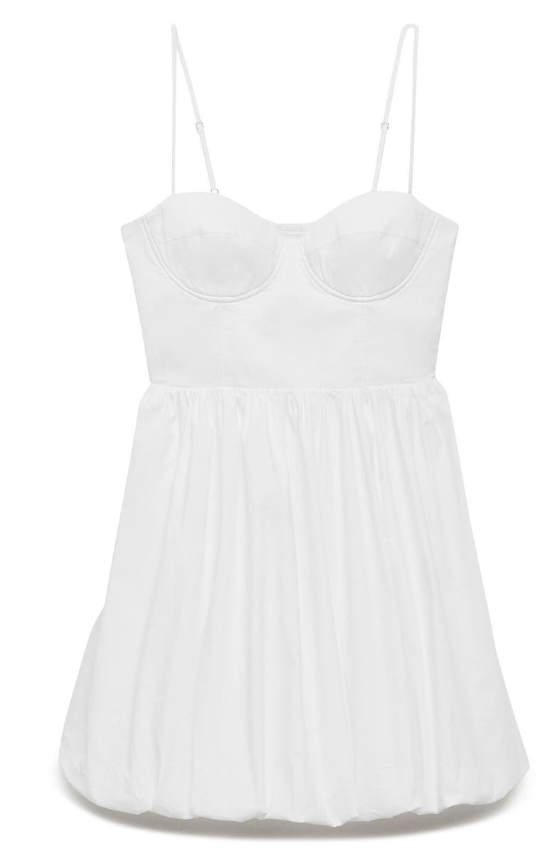MANGO Bubble Hem Mini Sundress, Alternate, color, White