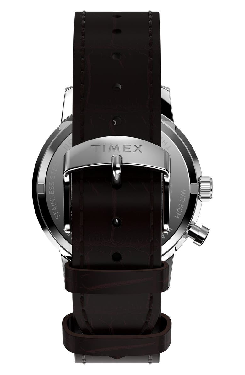 Timex<sup>®</sup> Marlin Moon Phase Leather Strap Watch, 40mm, Alternate, color,