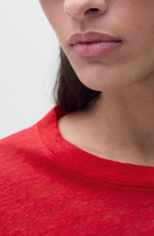 Mango Short-sleeved Linen T-shirt Red In Red