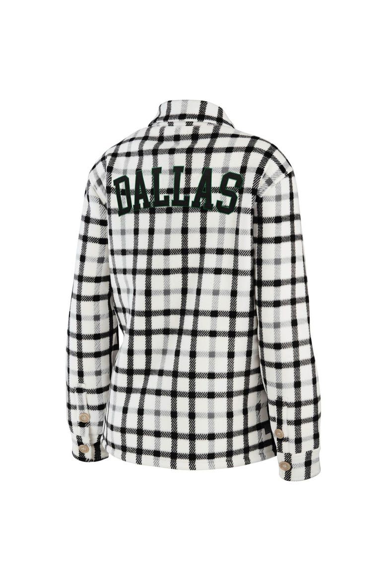 Women's WEAR by Erin Andrews Oatmeal Dallas Stars Plaid Button-Up Shirt Jacket, Alternate, color, Oatmeal