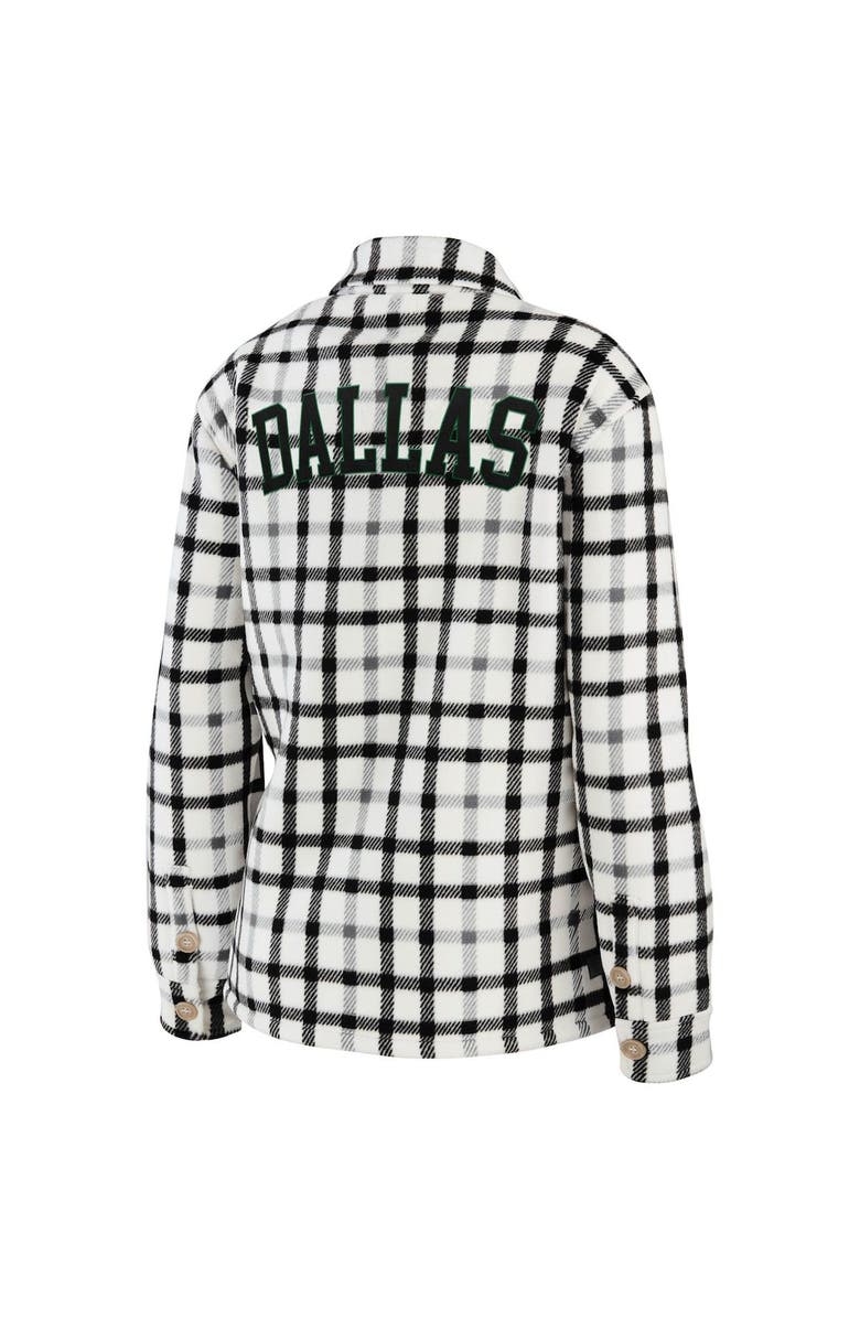 WEAR by Erin Andrews Women's WEAR by Erin Andrews Oatmeal Dallas Stars Plaid Button-Up Shirt Jacket, Alternate, color,