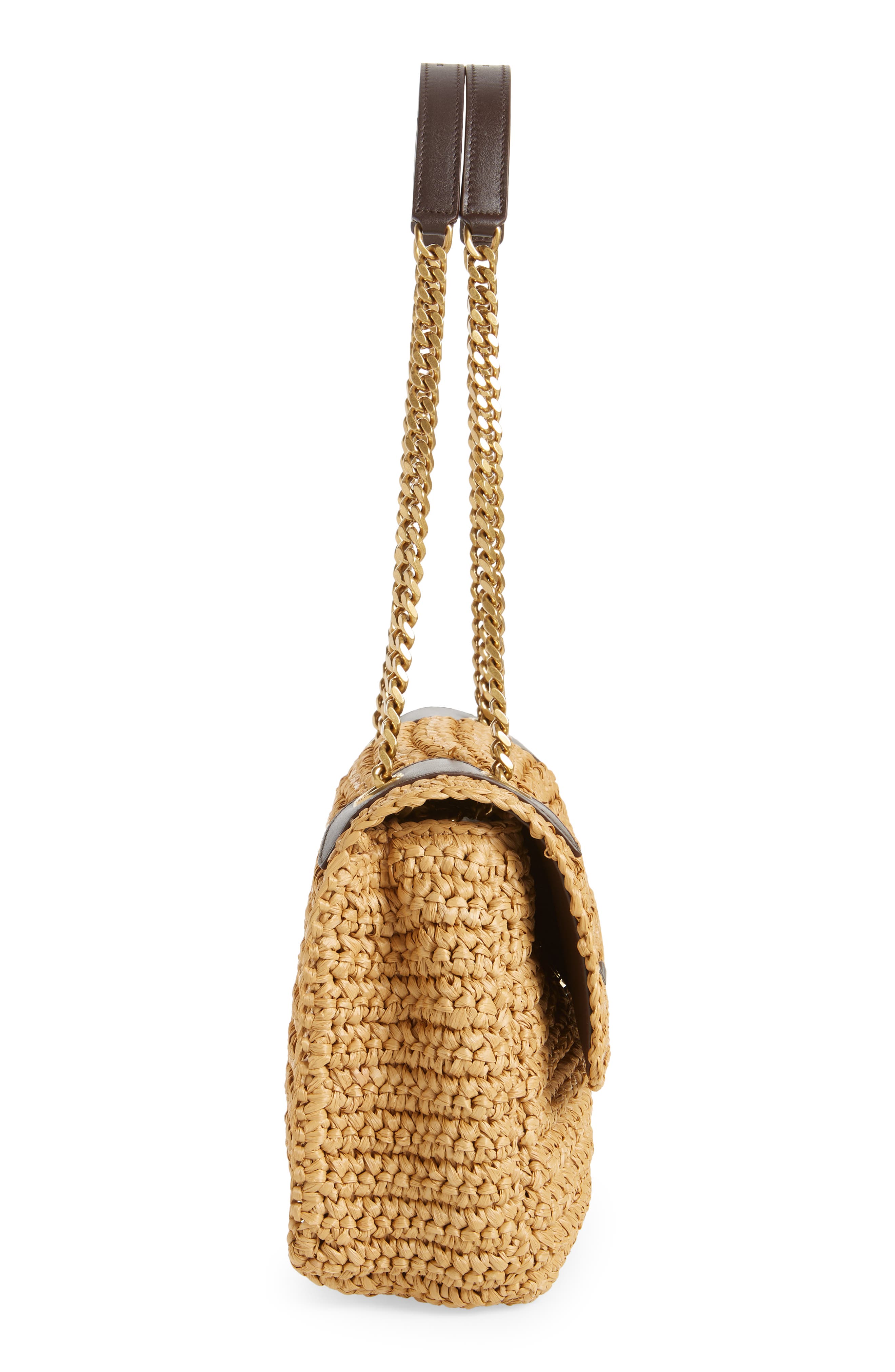 Medium Niki Raffia Shoulder Bag, Alternate, color, 7069 NATURALE / NEW NUT
