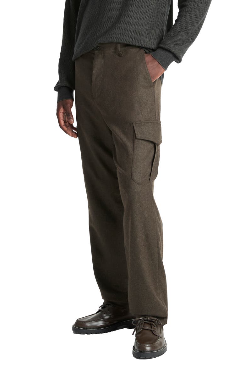 Louie Wool Blend Flannel Cargo Pants, Alternate, color, DARK LEAF
