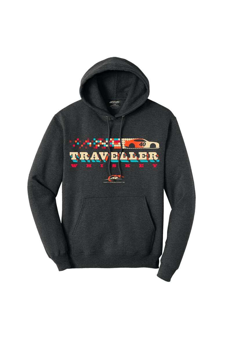 Men's Classic Ink Heather Black Justin Allgaier Traveller Whiskey Hoodie, Main, color, Heather Black