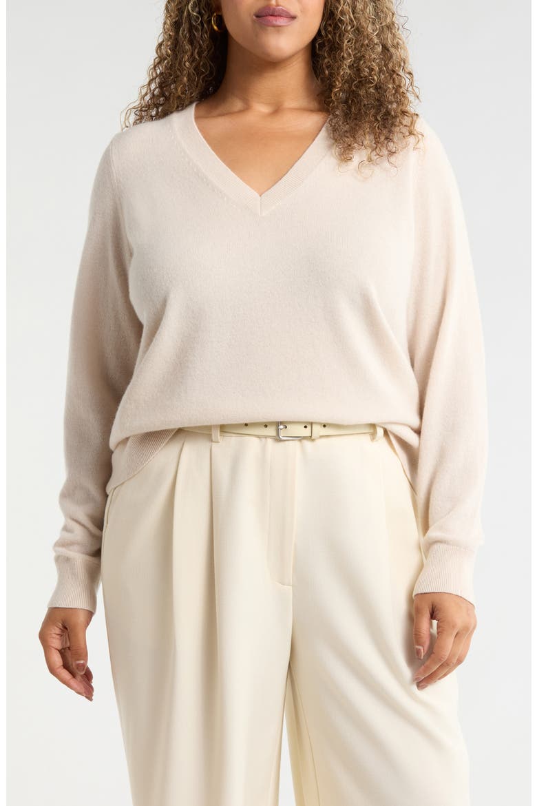 V-Neck Cashmere Sweater, Main, color, BEIGE BEACH