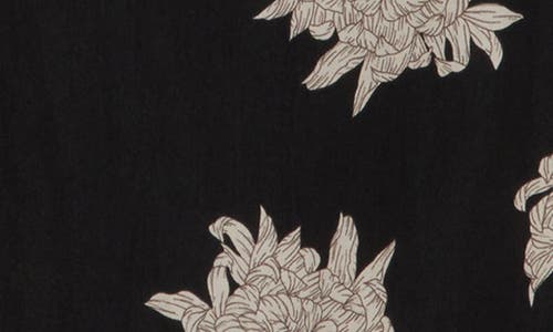 T Tahari Short Sleeve Airflow Blouse In Black Peony Print