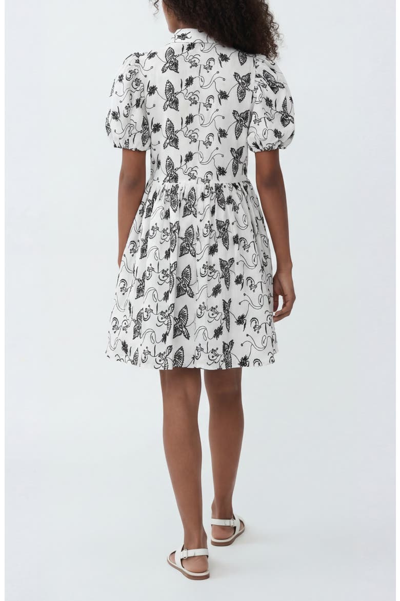 The Sundown Print Puff Sleeve Dress, Alternate, color, KEEL EYELET BIRD OFF WHITE