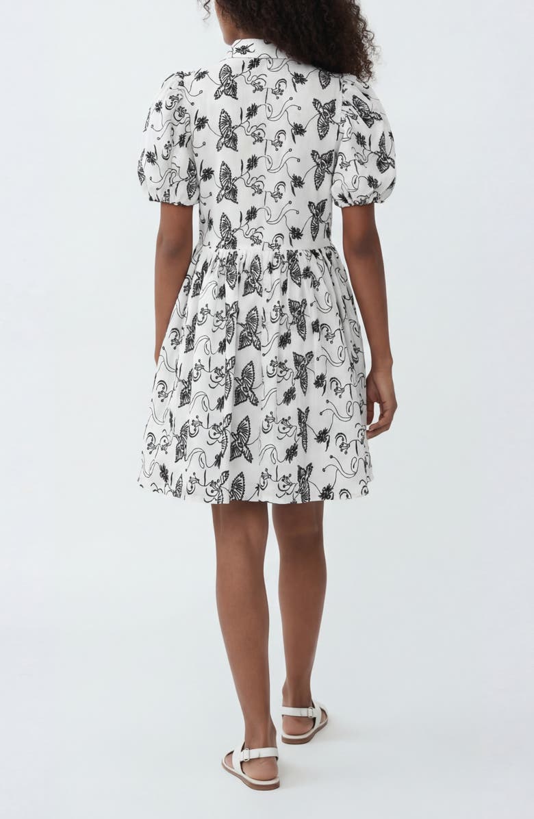 The Lulo Project The Sundown Print Puff Sleeve Dress, Alternate, color, Keel Eyelet Bird Off White