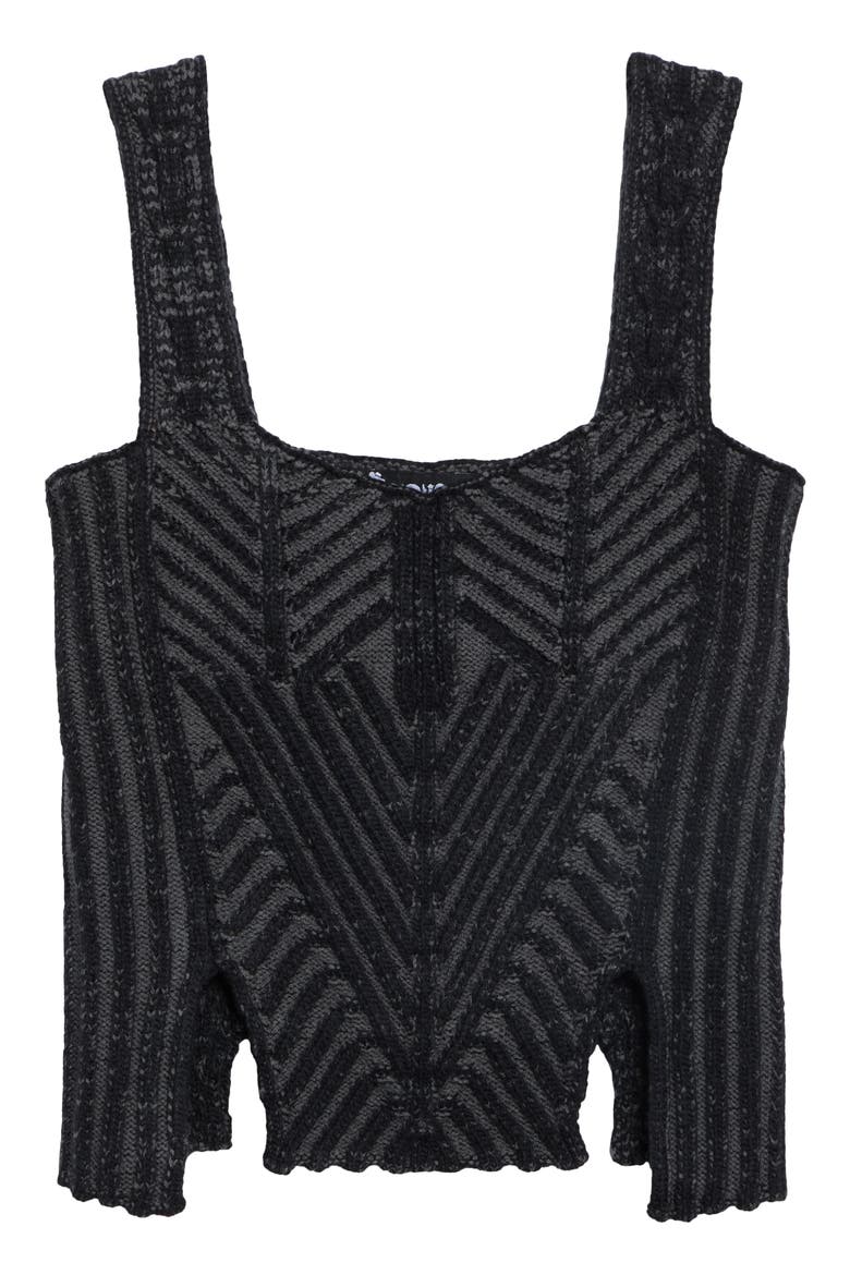 Warrior Corset Mixed Stitch Merino Wool Sweater Tank, Main, color, BLACK