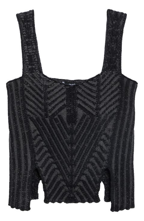 Warrior Corset Mixed Stitch Merino Wool Sweater Tank