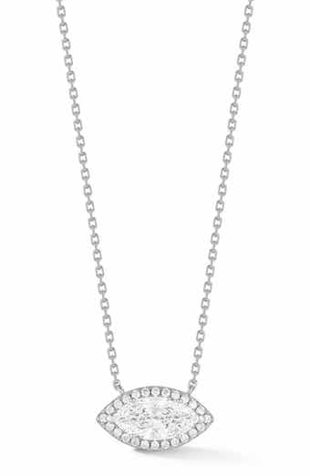 Marquise Cut Moissanite Halo Pendant Necklace