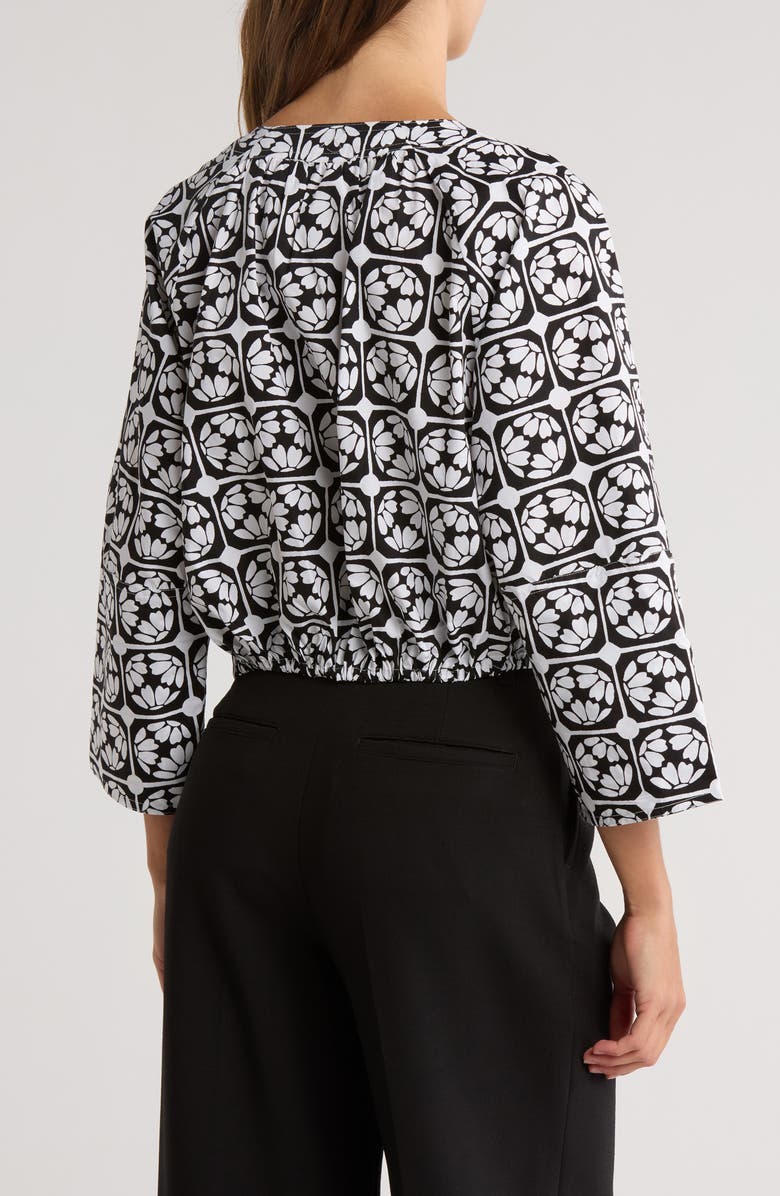 JASON WU Long Sleeve Cotton Poplin Crop Top, Alternate, color, New White/ Black