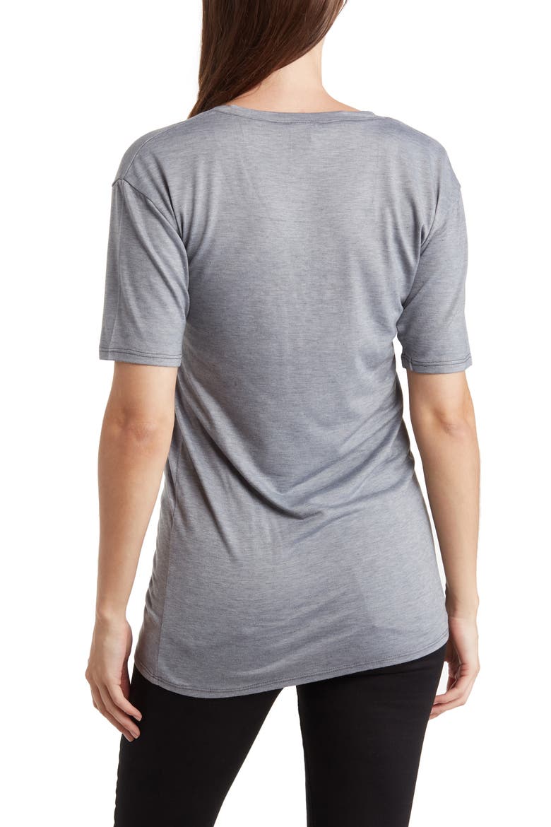 Deep V-Neck Art Print T-Shirt, Alternate, color, GREY LEOPARD
