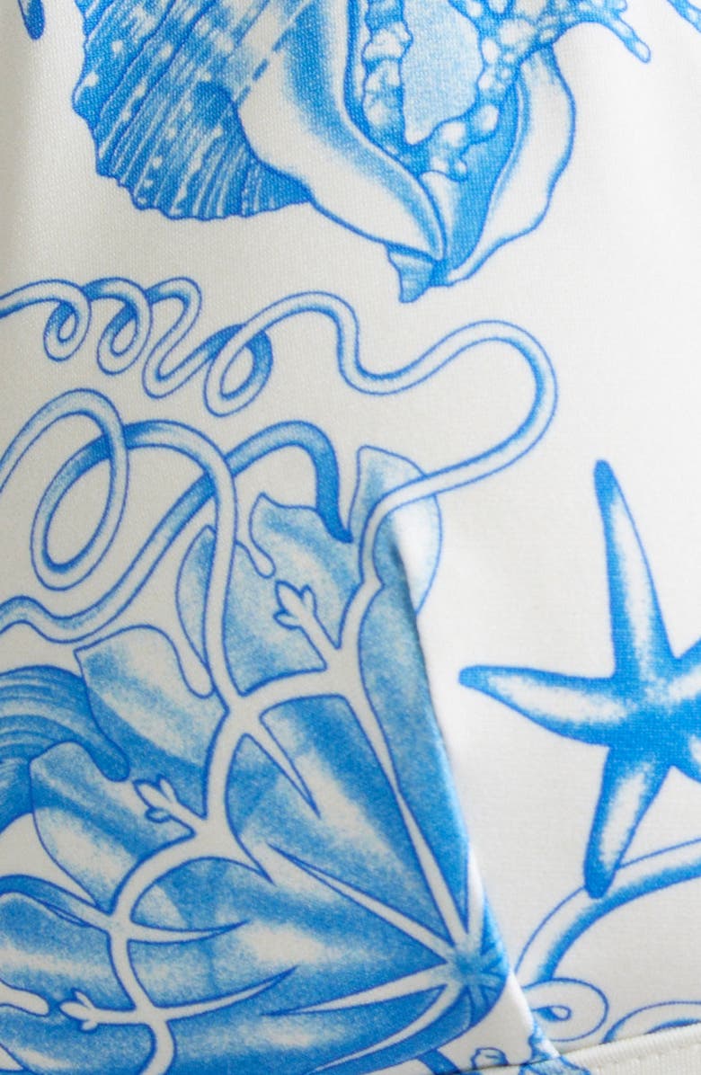 Versace Underwater Barocco Safety Pin Triangle Bikini Top, Alternate, color, Eggshell Bright Blue