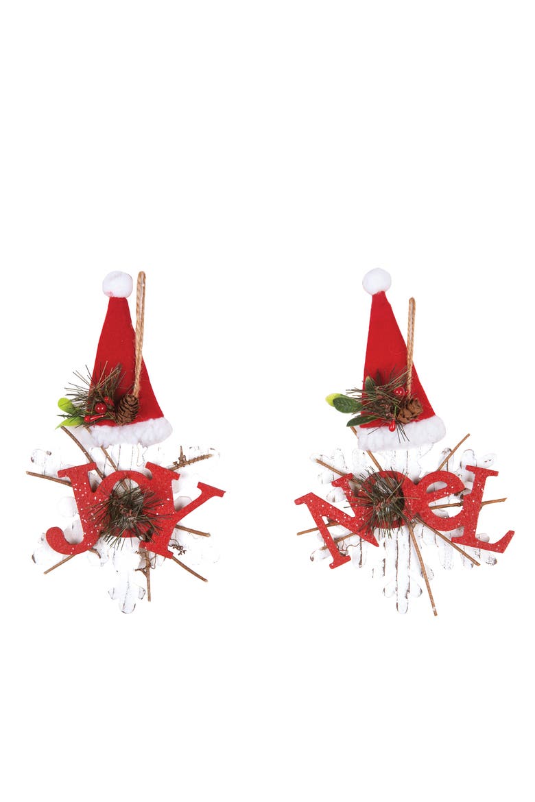 Joy Noel on Snowflake Ornament A/2, Main, color, Red