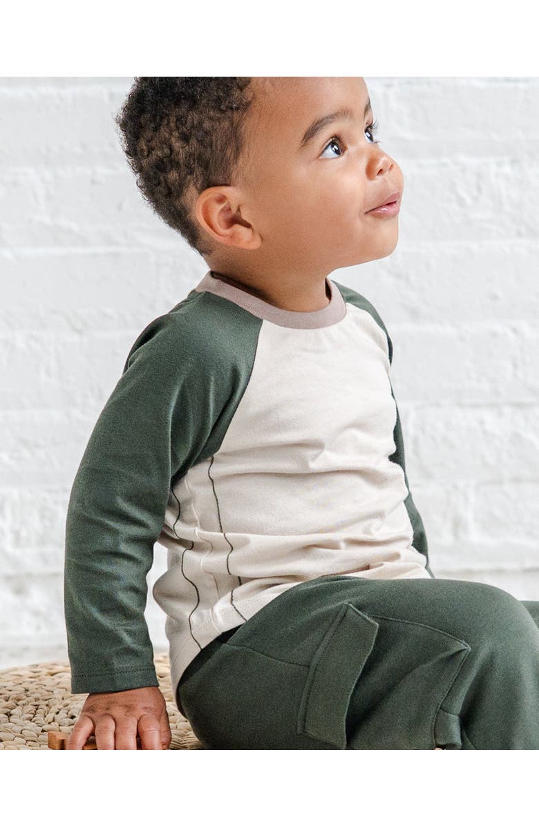 Colored Organics Organic Cotton Louie Baseball Tee, Alternate, color, Oat / Pine