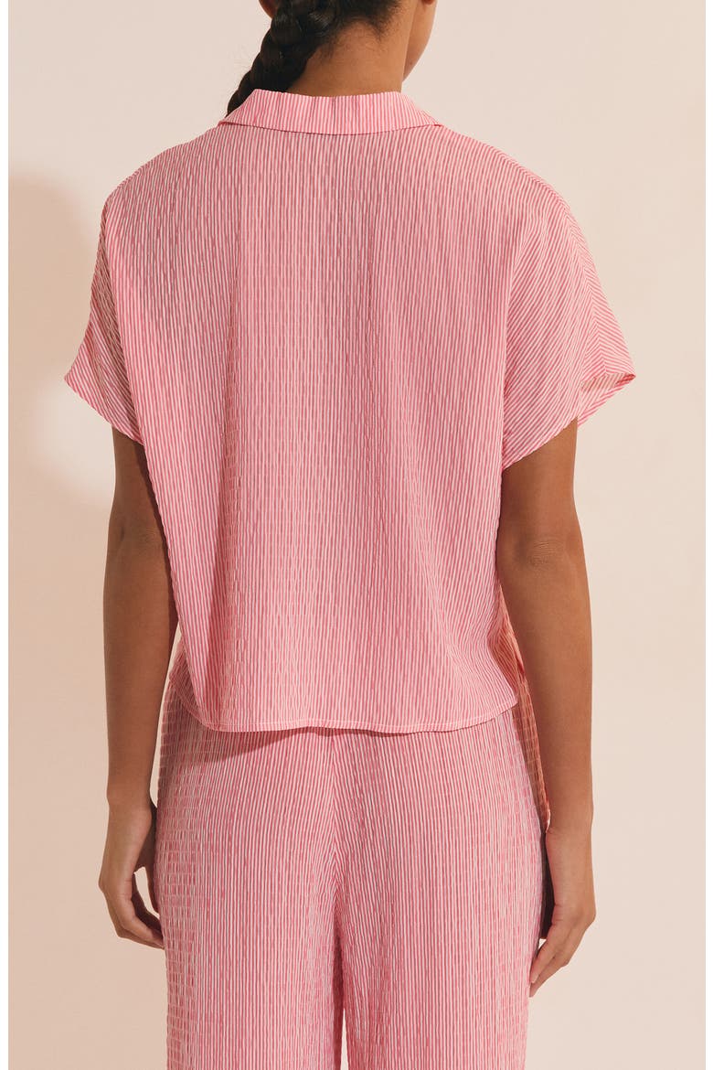 Oselia Stripe Short Sleeve Chemise Button-Up Pajama Shirt, Alternate, color, IMP FOND ROSE