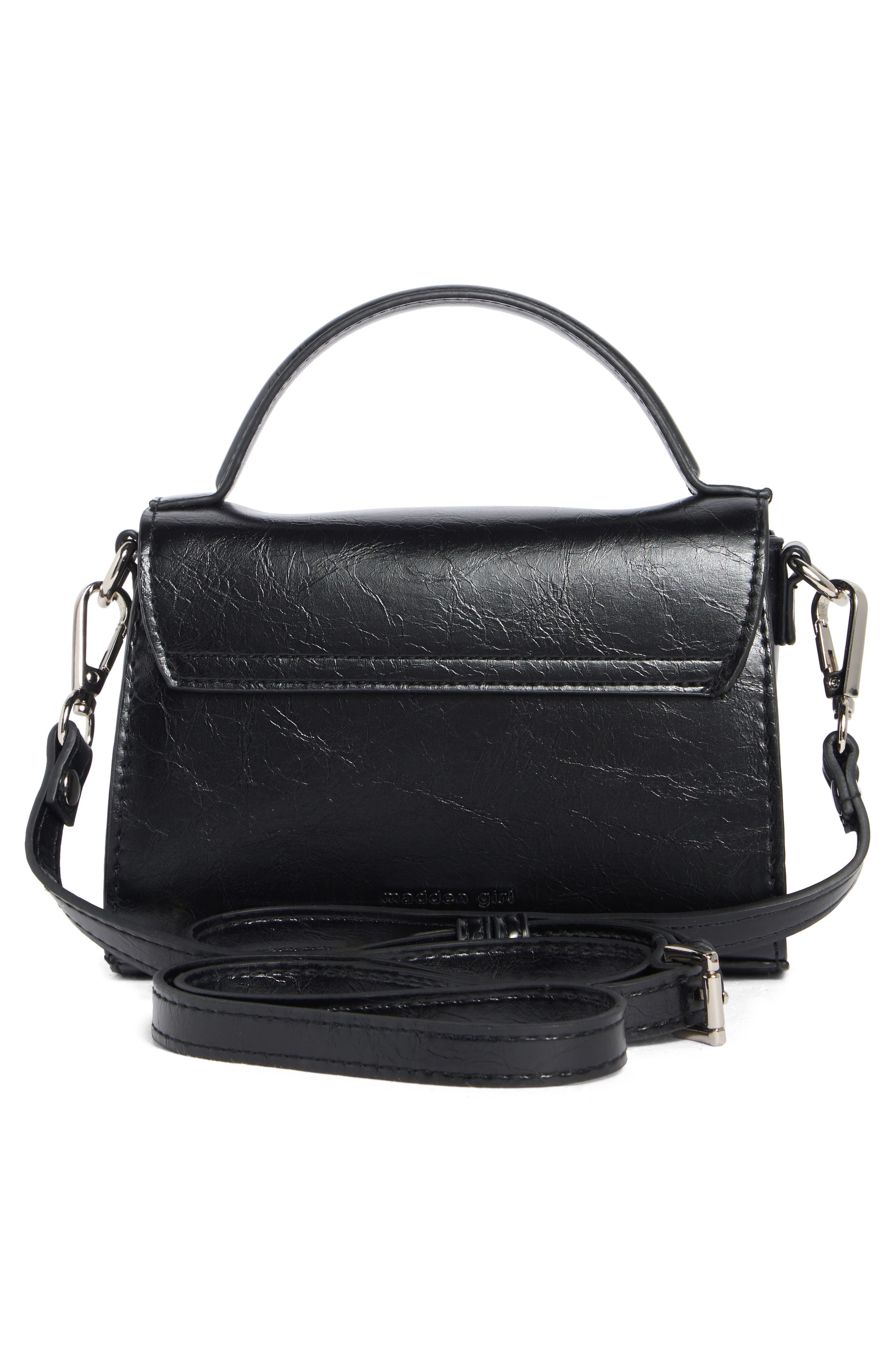 Madden Girl Faux Leather Top Handle Crossbody Bag, Alternate, color, Black