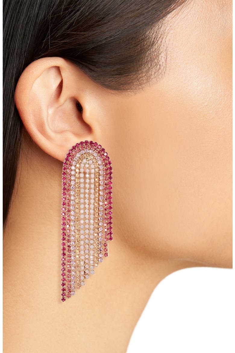 London Crystal Fringe Drop Earrings, Alternate, color, PINK