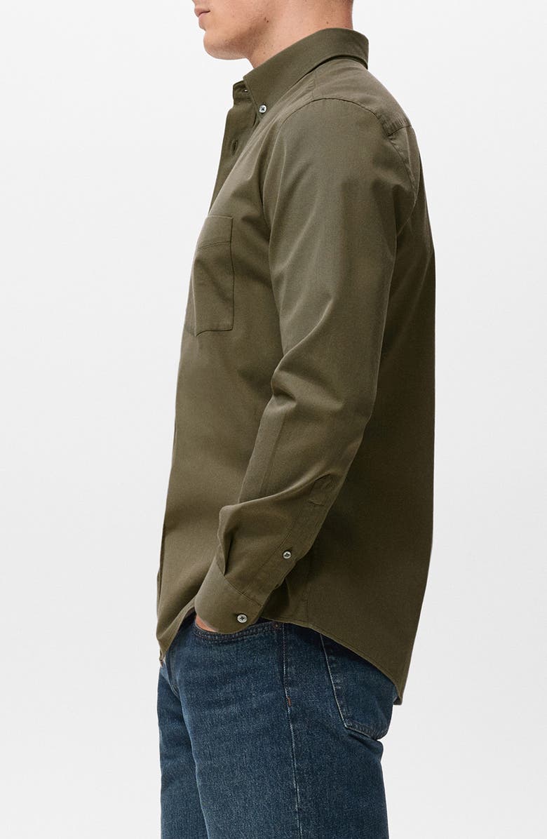 MANGO Regular Fit Button Down Shirt, Alternate, color, Medium Brown