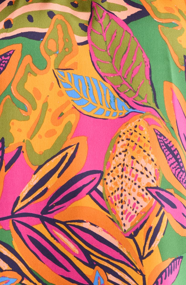 SUGARLIPS Floral Jovie Satin Split Neck Top, Alternate, color, Orange-Pink-Multi