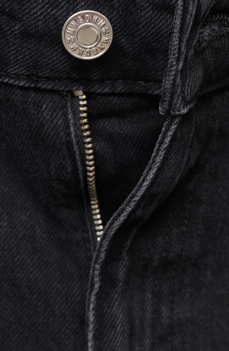 MANGO Danila Raw Hem High Waist Wide Leg Jeans, Alternate, color, Black Denim