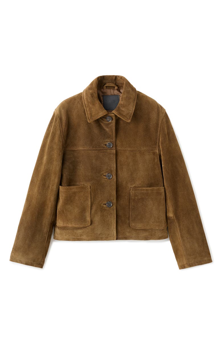 MANGO Laura Crop Suede Jacket, Alternate, color, Tobacco Brown