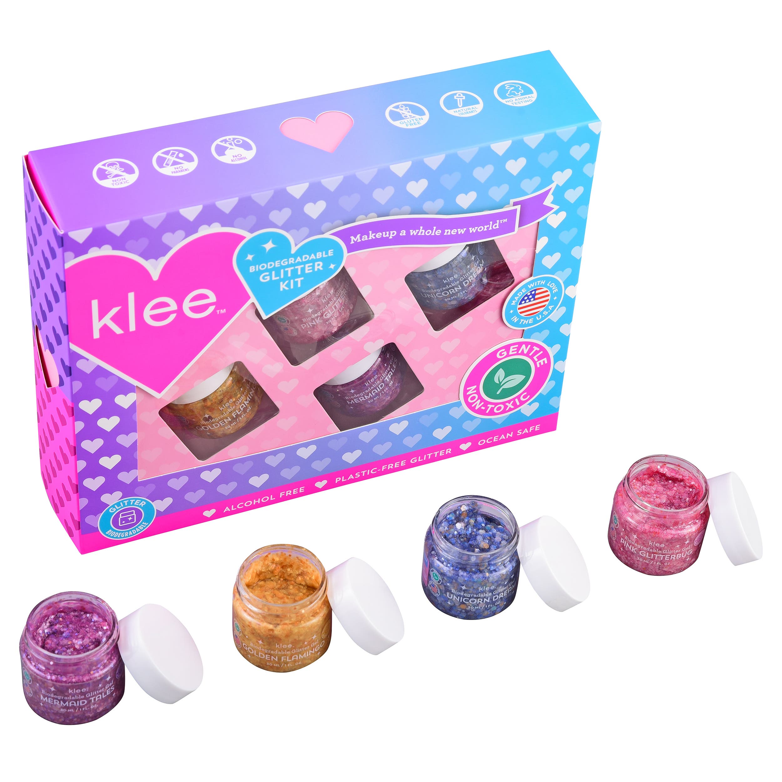 Klee Naturals Mermaid Paradise - Kids' Bio-Glitter Gel 4-PC Set in Multi 