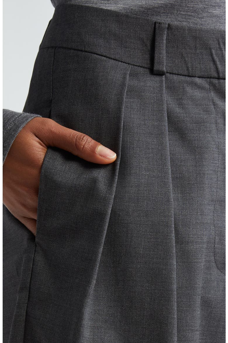 Tailored Virgin Wool Wide Leg Shorts, Alternate, color, DARK GREY MELANGE