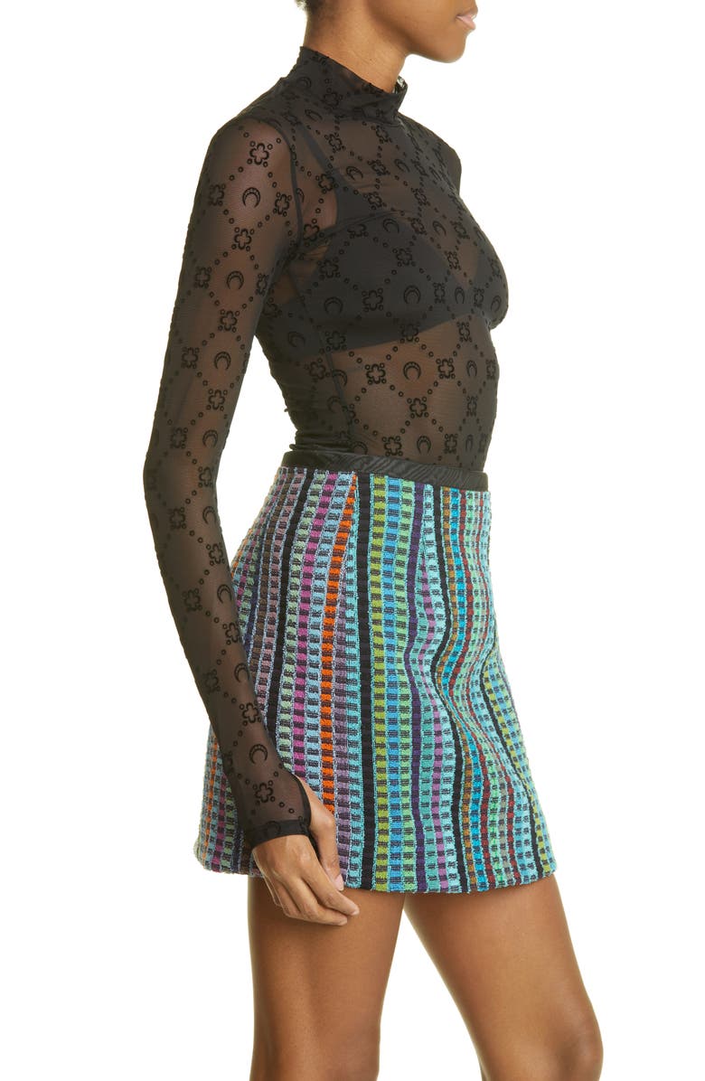 Marine Serre Moonogram Flocked Mesh Top, Alternate, color,