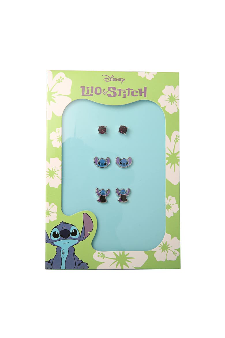 Lilo and Stitch Fashion Earring Set, 3 Pairs, Stud Earrings - Officially Licensed, Alternate, color, Blue