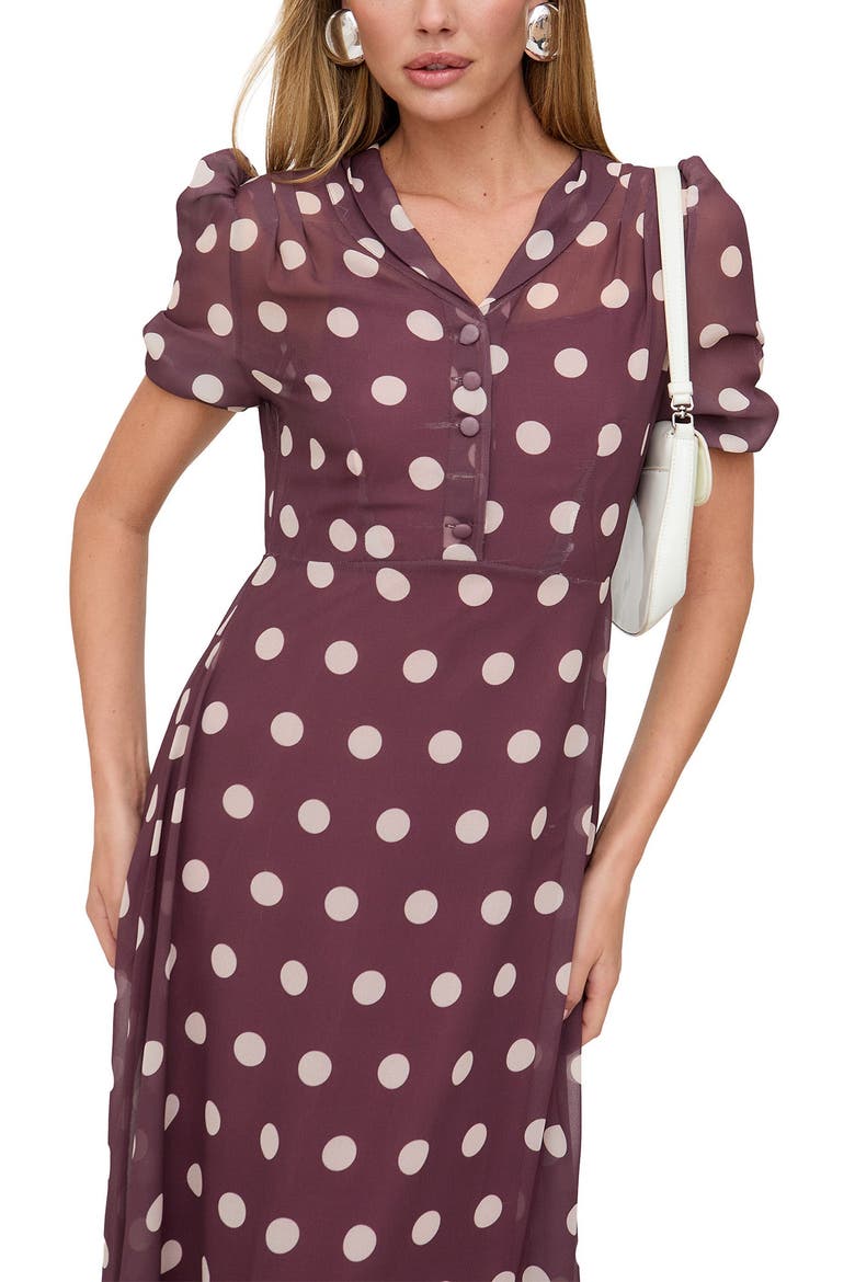 Julia Button Down Print Maxi Dress, Alternate, color, Polka dot