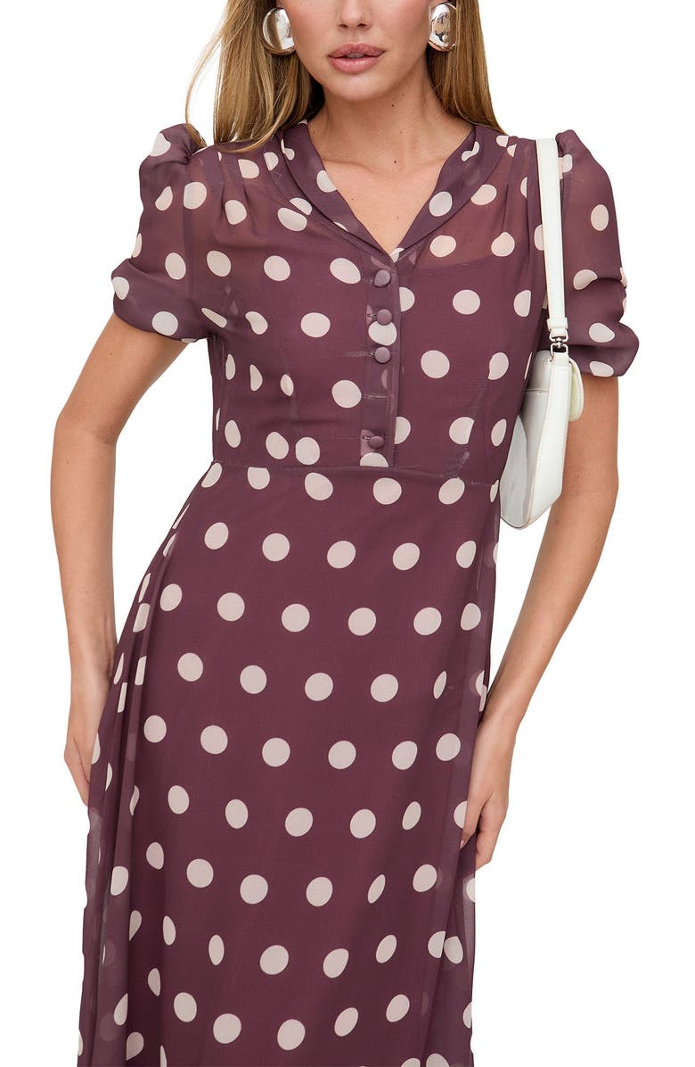 Lily and Lionel London Julia Button Down Print Maxi Dress, Alternate, color, Polka Dot