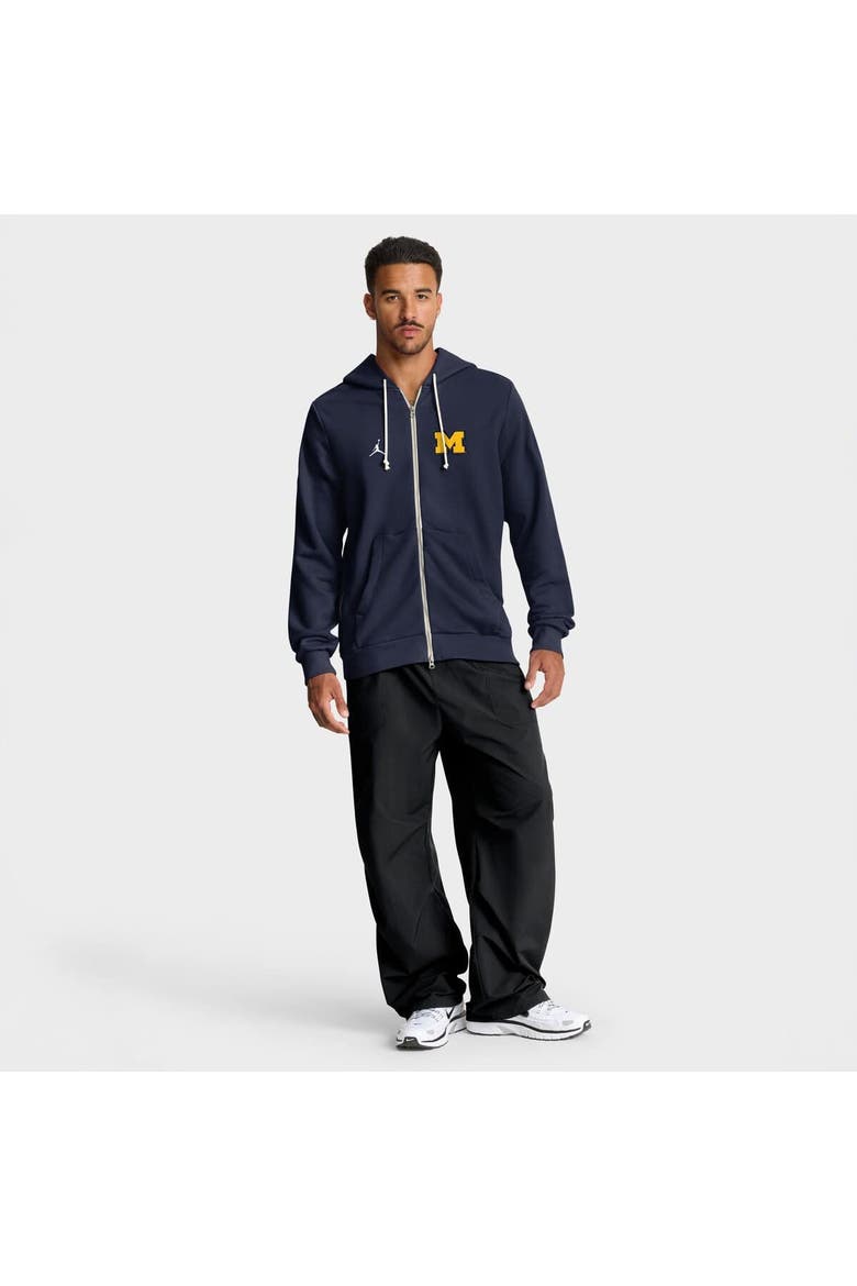 Men's Jordan Brand Navy Michigan Wolverines 2025 Sideline Performance Full-Zip Hoodie, Alternate, color, Navy