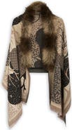 SAACHI Faux Fur Trim Reversible Scarf