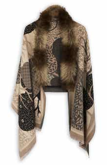 SAACHI Faux Fur Trim Reversible Scarf
