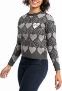 LUSSO Women's Lusso Charcoal Los Angeles Lakers Basketball Love Swarovski Crystal Intarsia Pullover Sweater