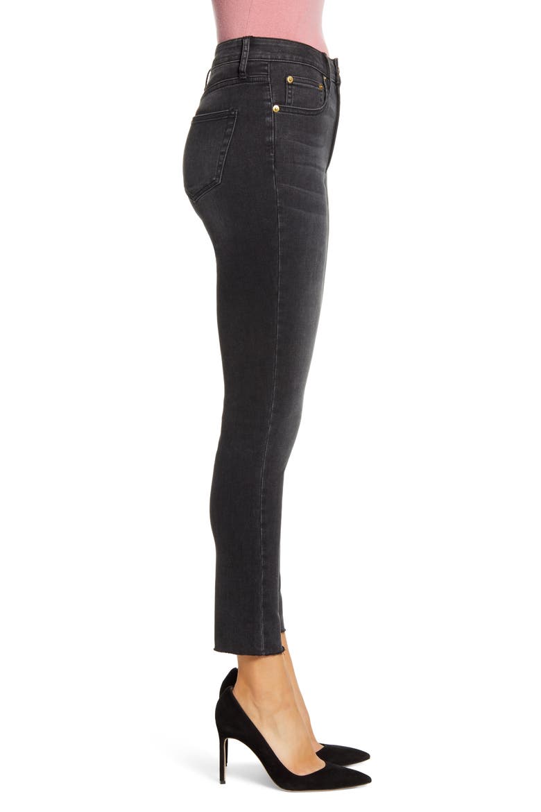 Raw Hem Skinny Ankle Jeans, Alternate, color, BLACK INDIGO WASH