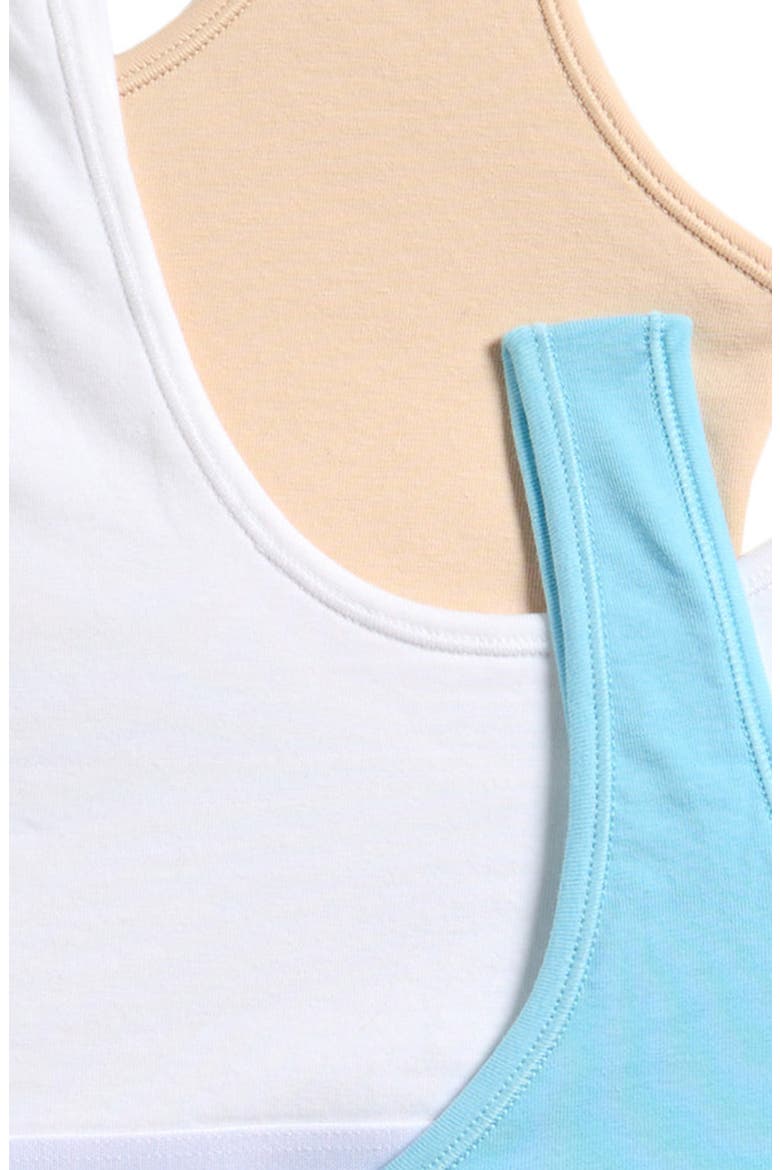 Kids' Assorted 3-Pack Bralettes, Alternate, color, BLUE/ WHITE/ SAND